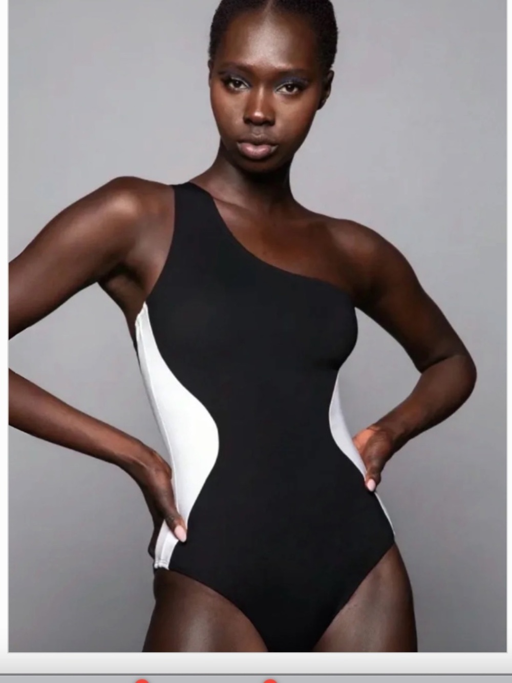 TA3 Contour One Sidey Swimsuit - Black & White - NWT- XL- Short